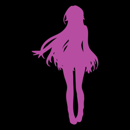 Pink Silhouette Anime Character PNG