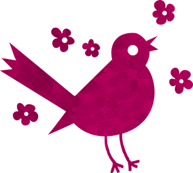 Pink Silhouette Bird Floral Background PNG