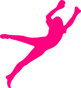 Pink Silhouette Dancer Jumping PNG
