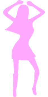 Pink Silhouette Dancing Woman PNG
