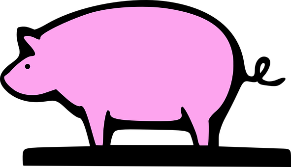 Pink Silhouette Pig Graphic PNG