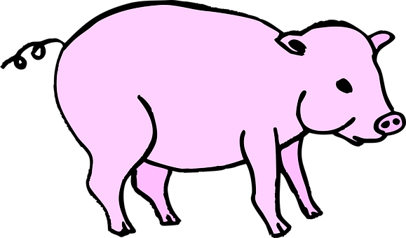 Pink Silhouette Pig Graphic PNG