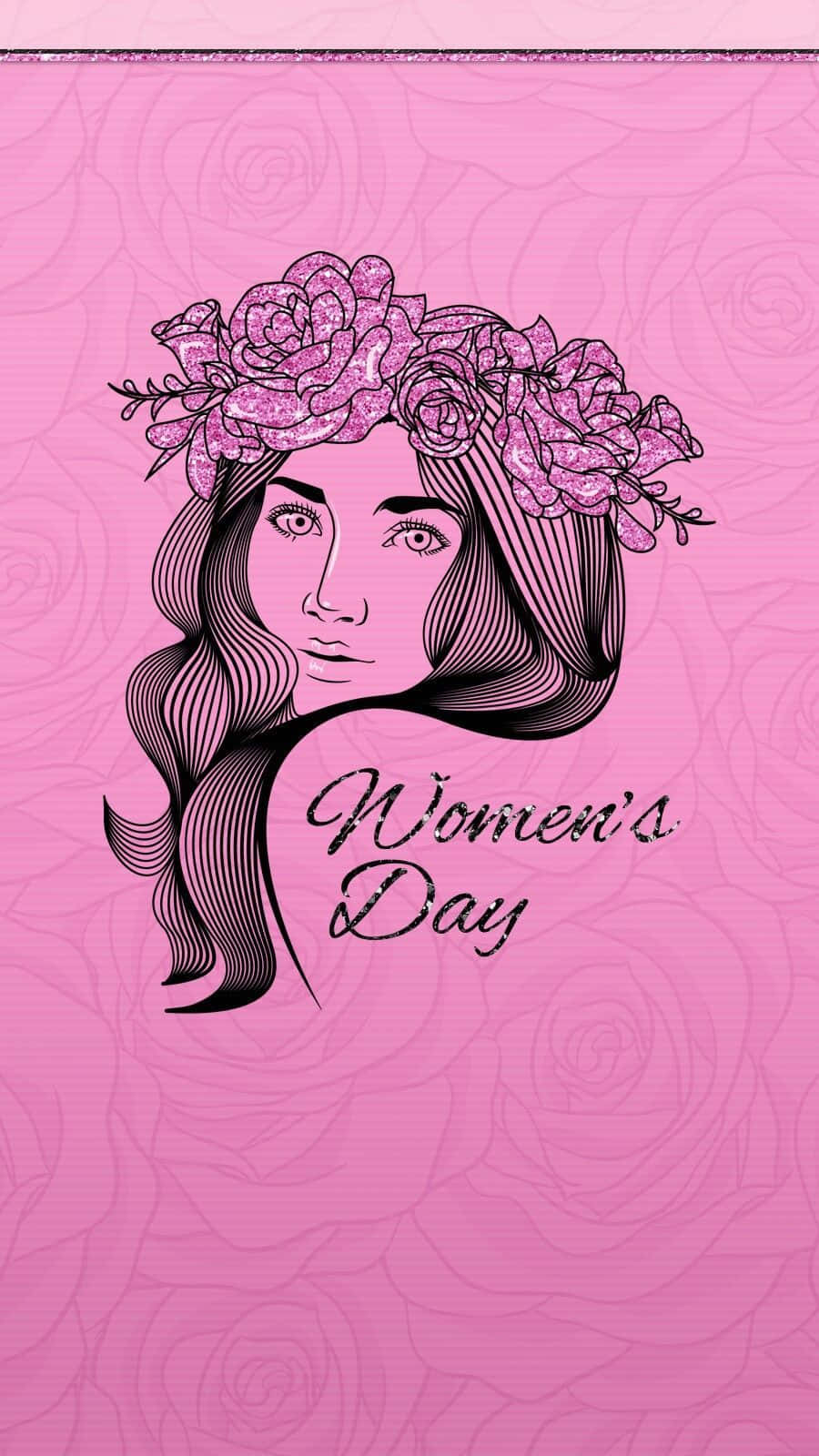 Pink Sketch Happy Womens Day Wallpaper