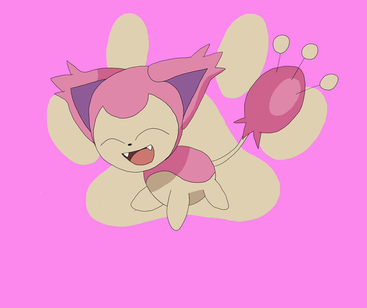 Pink Skitty With Paw Print Wallpaper