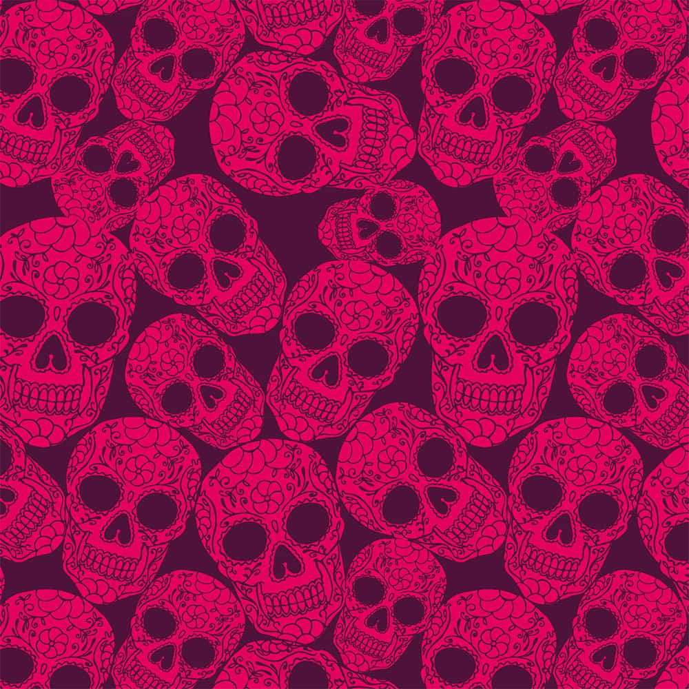 Caption: Edgy Aesthetic Pink Skull Wallpaper Wallpaper