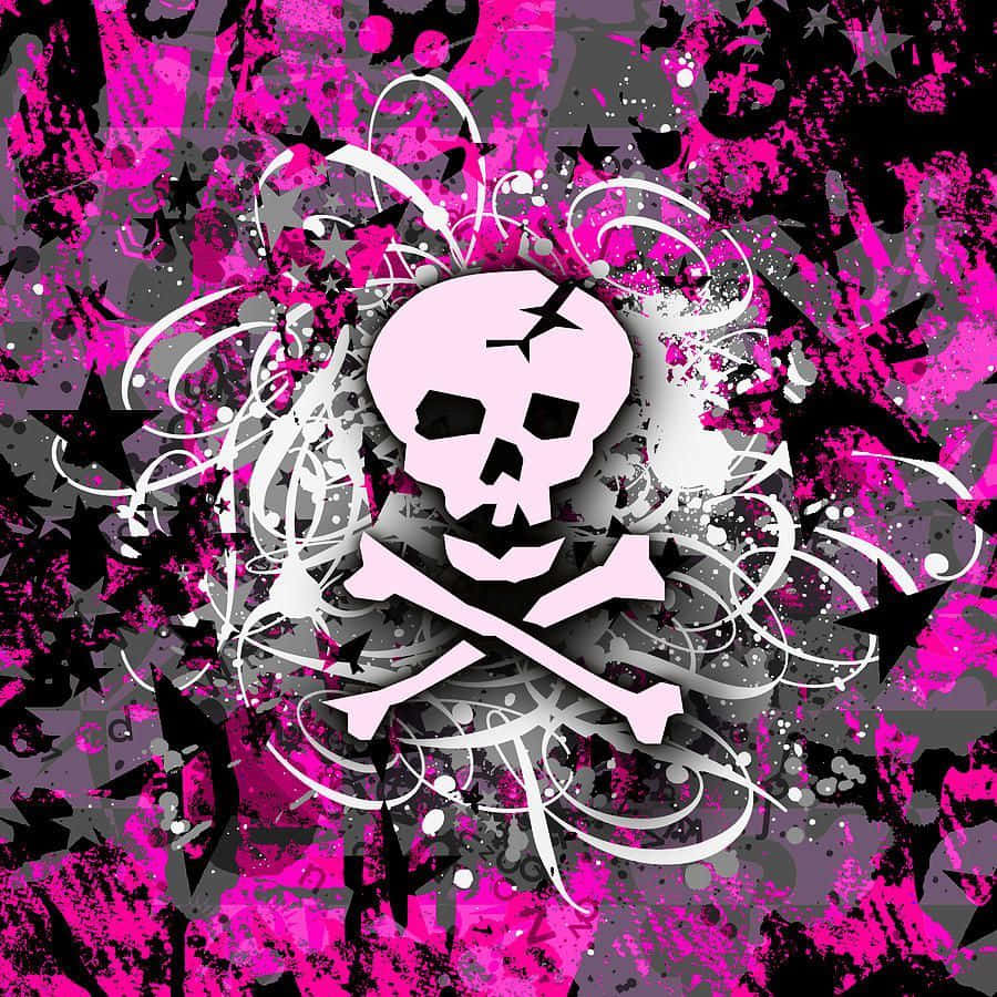 A brightly colored skull with a pastel pink hue. Wallpaper
