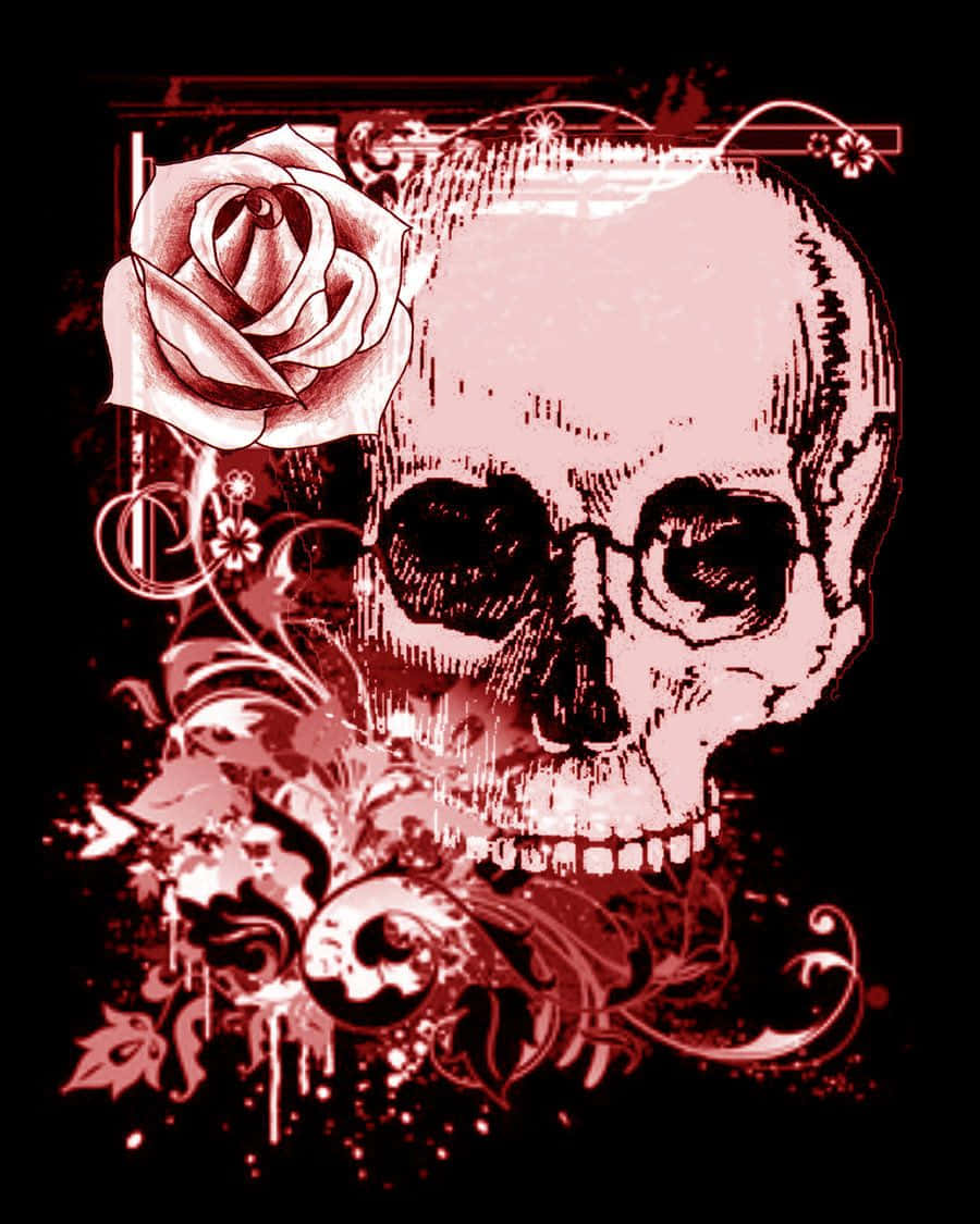 Let Your Unique Style Shine Through with a Pink Skull Wallpaper