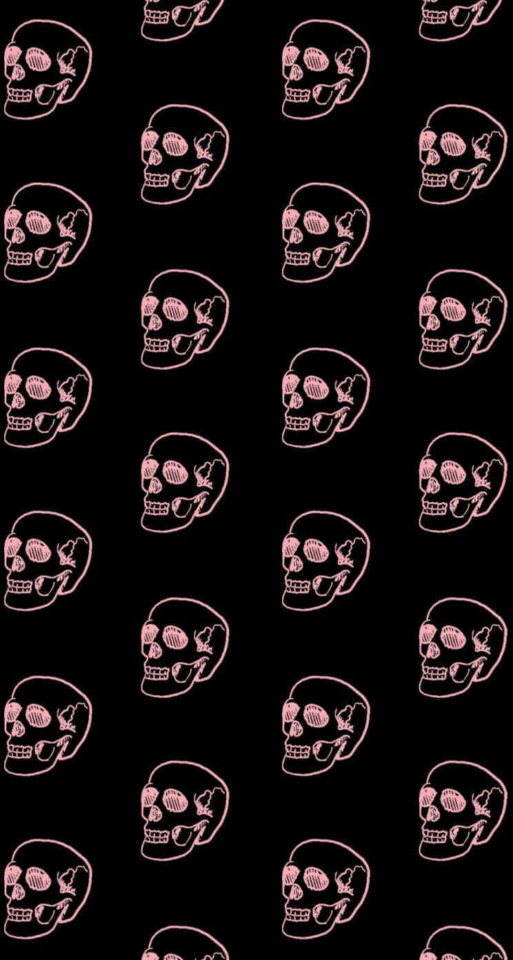 Pink Skull Pattern Goth Aesthetic Wallpaper