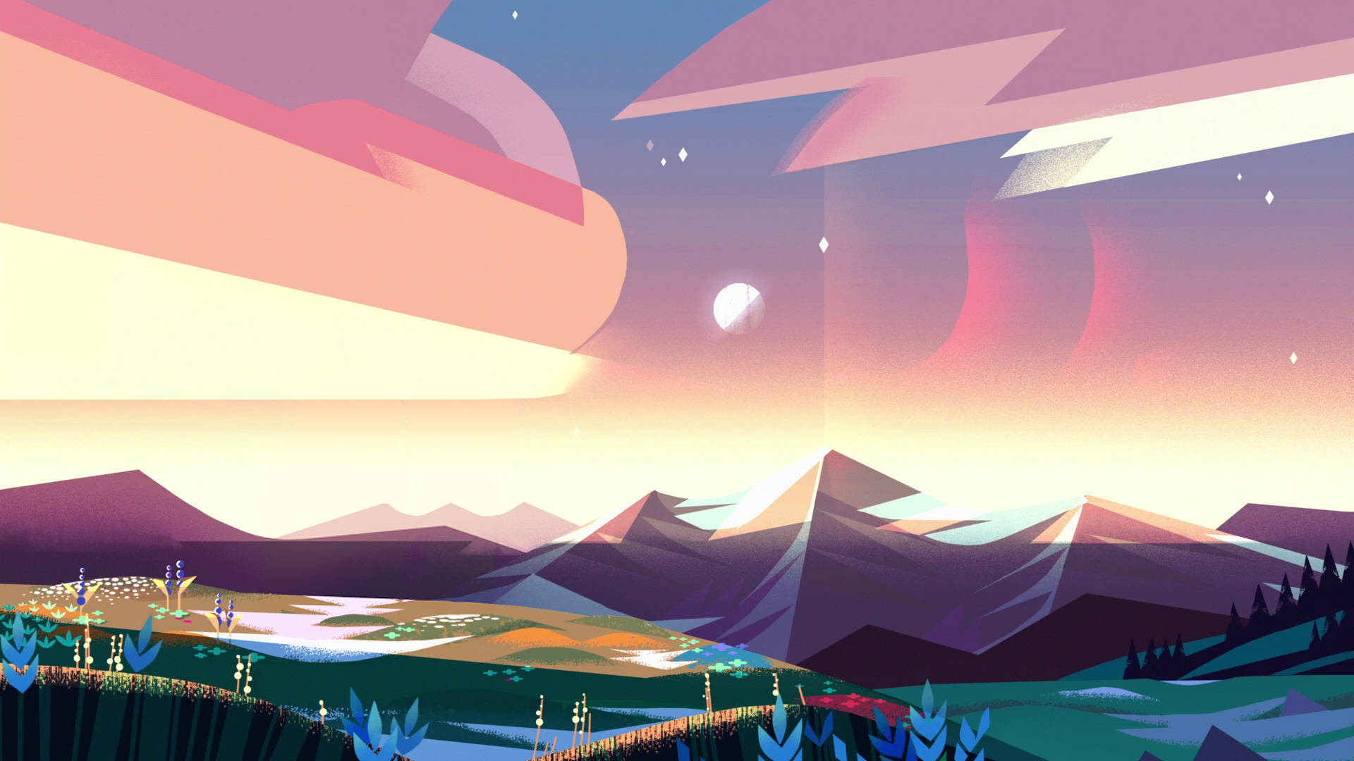 Pink Sky From Steven Universe Ipad Background