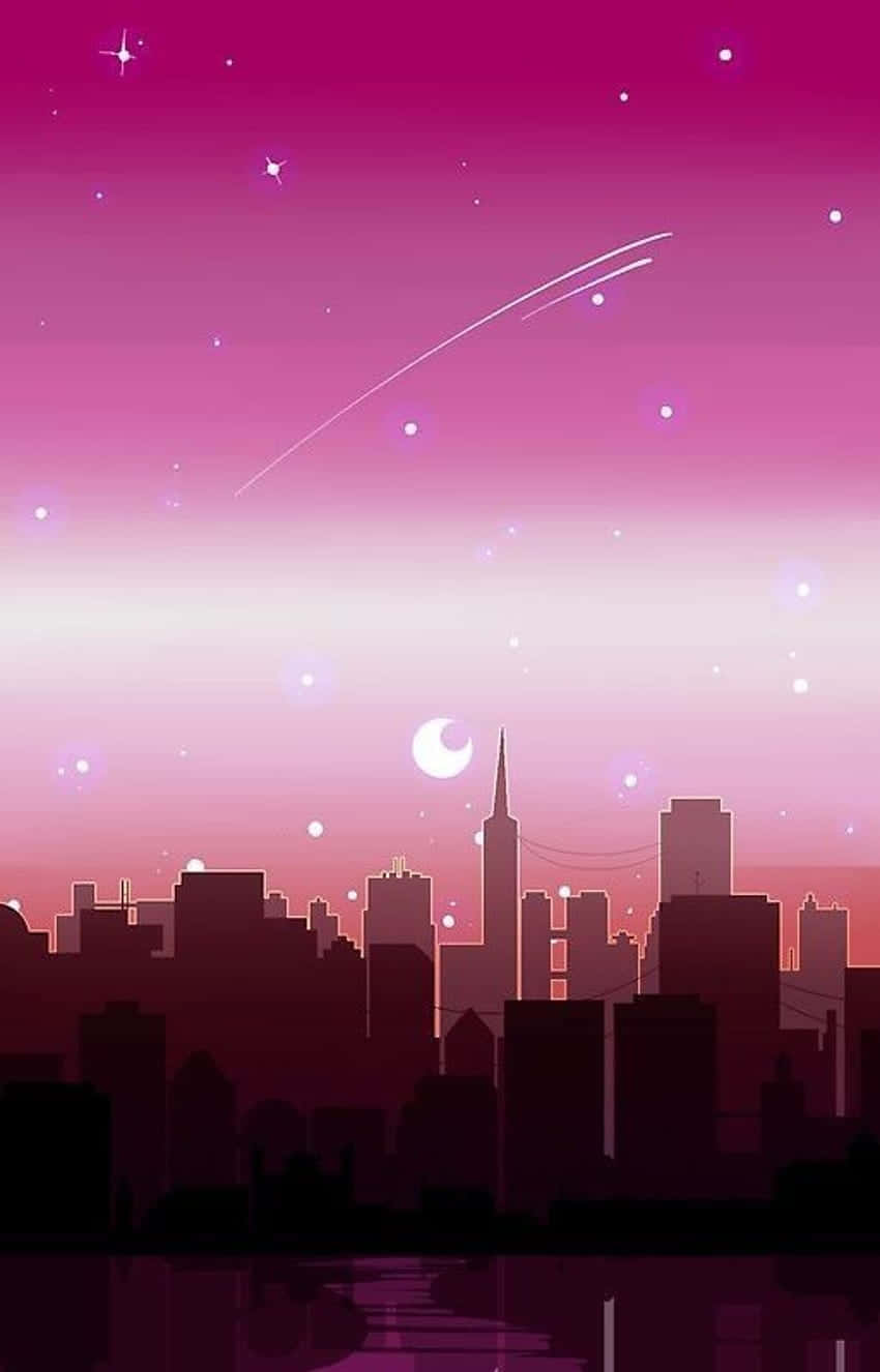 Pink Skyline Shooting Star Wallpaper