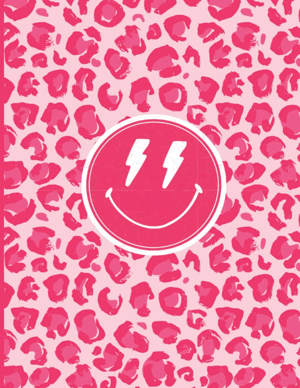 Pink Smiley Face Aesthetic Cute Cheetah Print Wallpaper