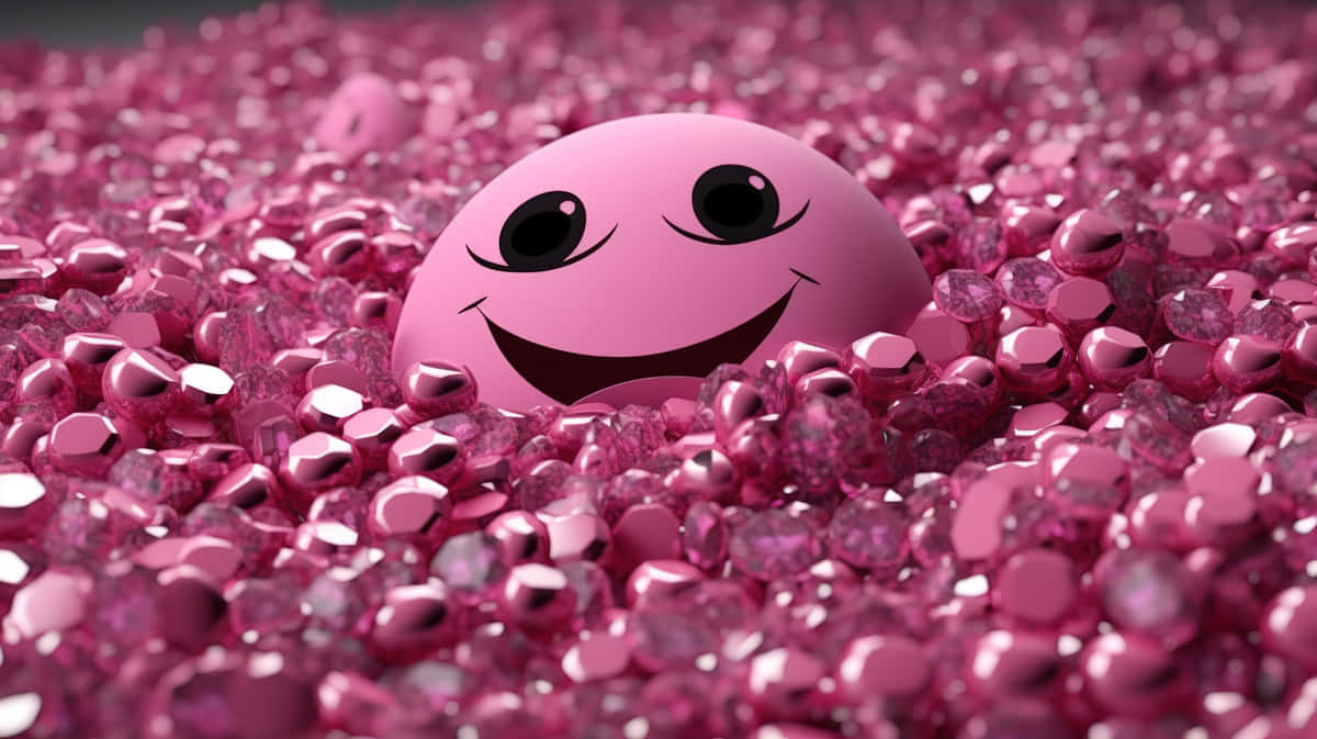 Pink Smiley Face Among Gems.jpg Wallpaper