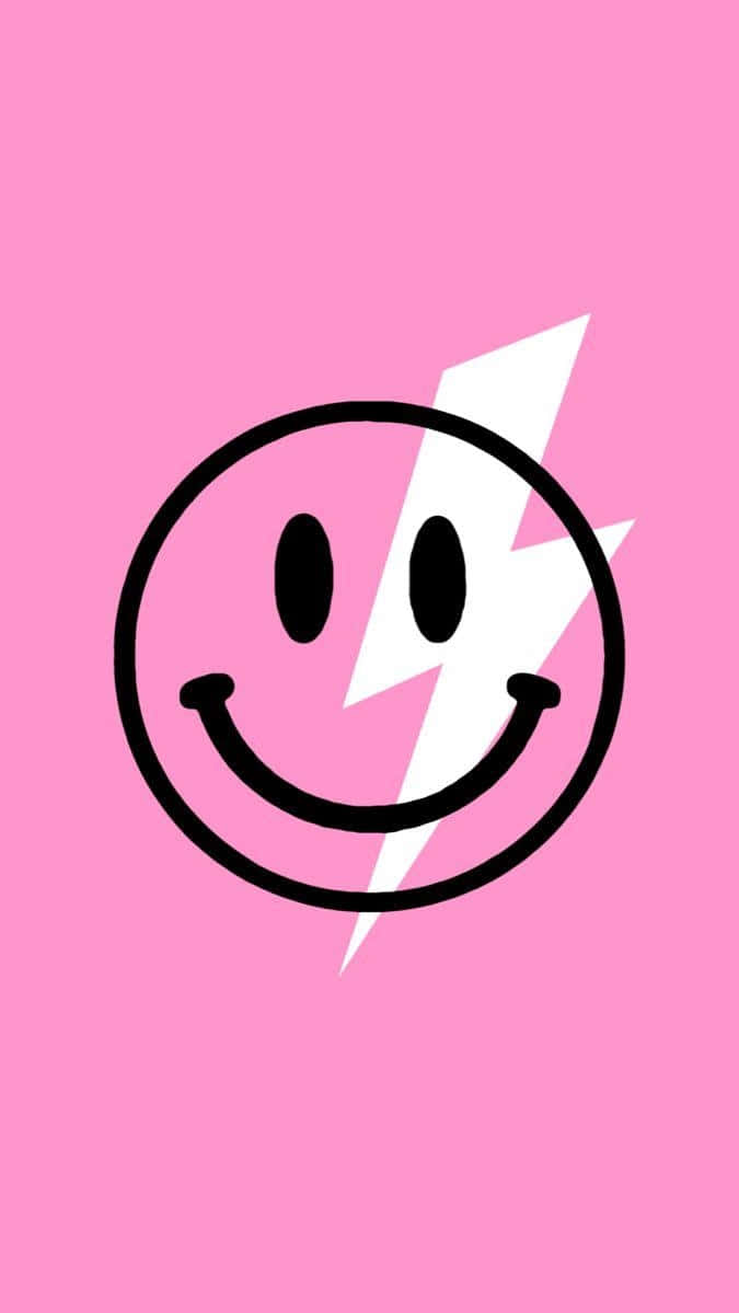 Pink Smiley Face Lightning Bolt Wallpaper