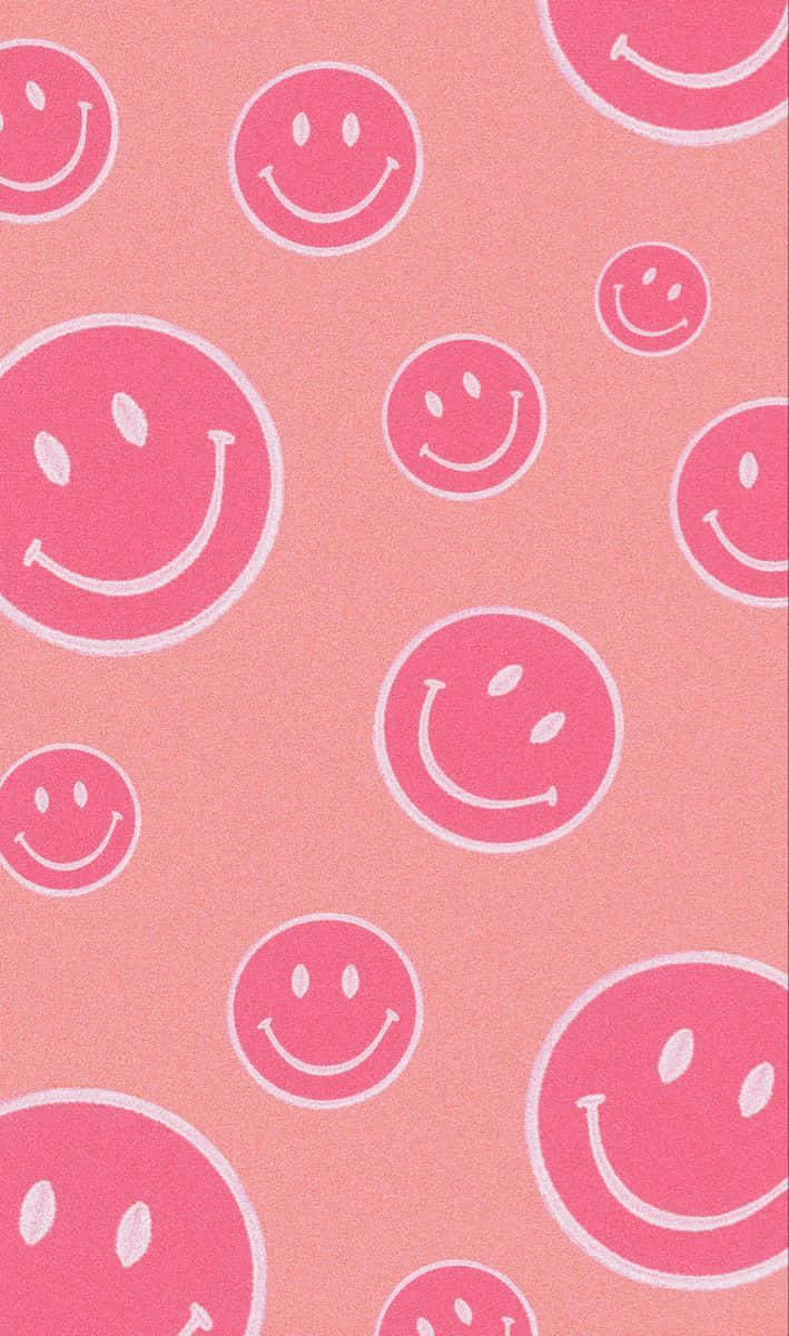 Pink Smiley Face Pattern Wallpaper