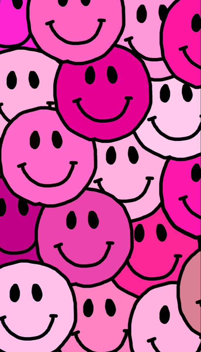 Pink Smiley Faces Pattern Wallpaper