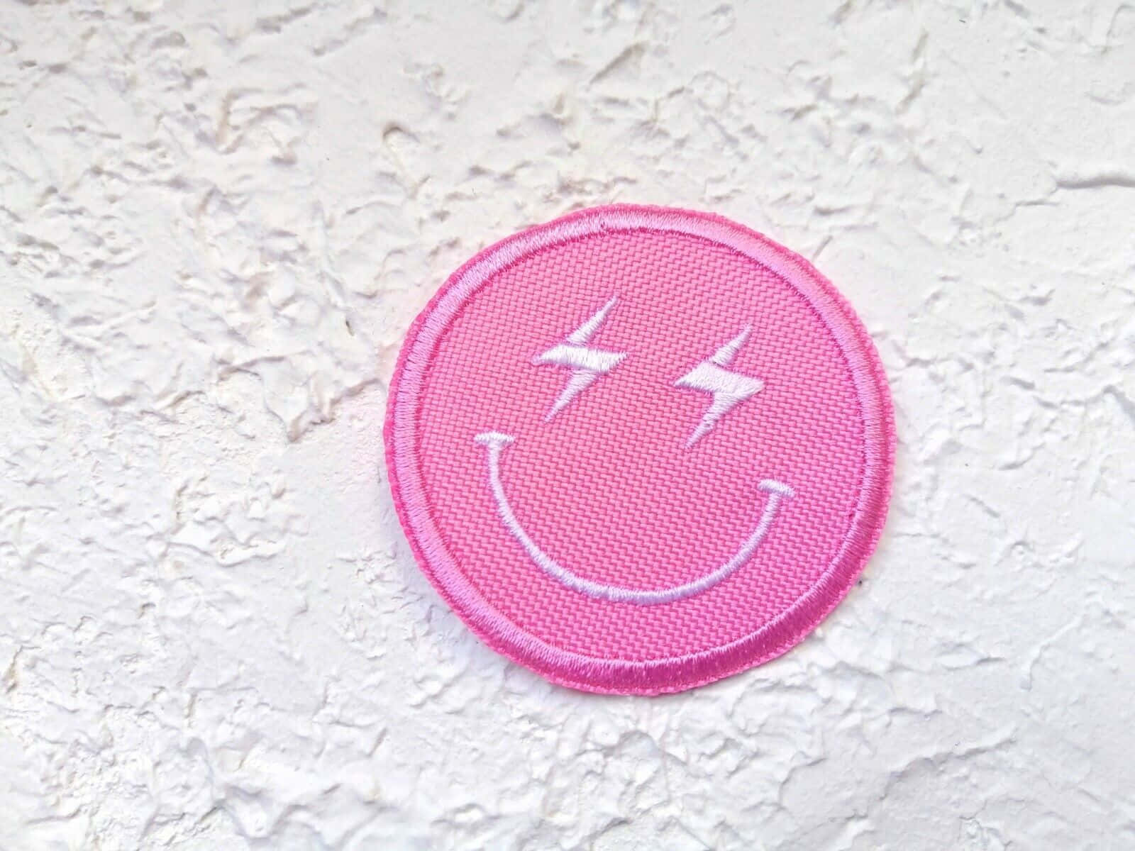 Pink Smiley Patch Preppy Aesthetic Wallpaper