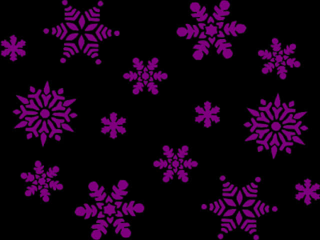 Pink Snowflakeson Black Background PNG