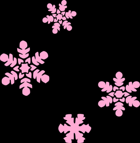 Pink Snowflakeson Black Background PNG