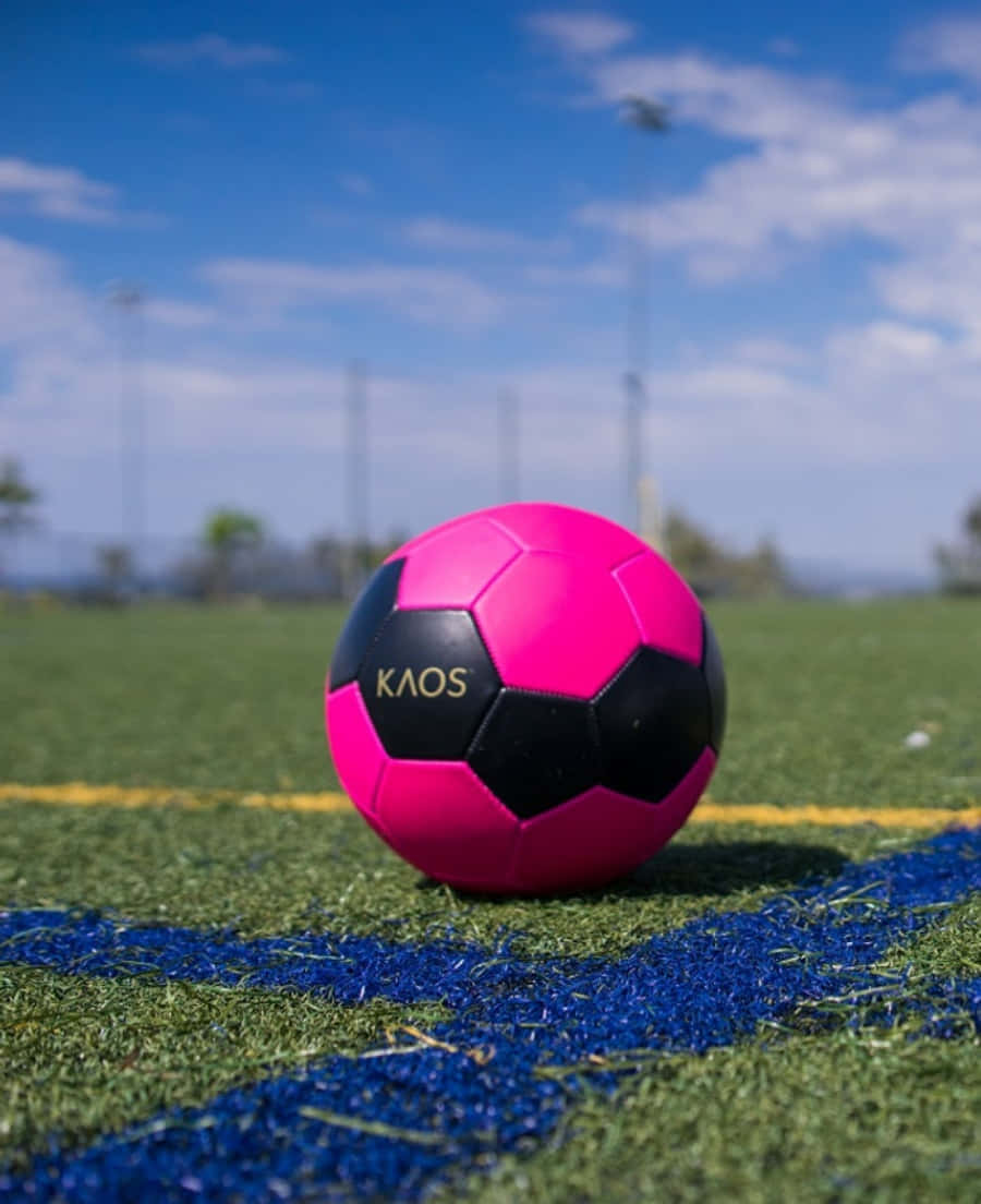 Stylish Pink Soccer Ball on a Vibrant Background Wallpaper