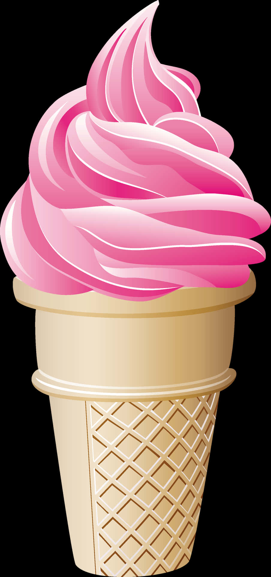 Pink Soft Serve Ice Cream Cone PNG