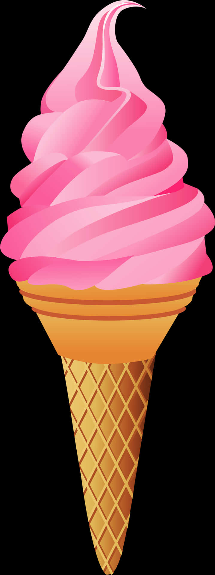 Pink Soft Serve Ice Cream Cone PNG