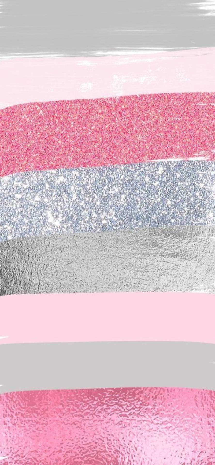 Pink Sølv Glitter Striber Wallpaper