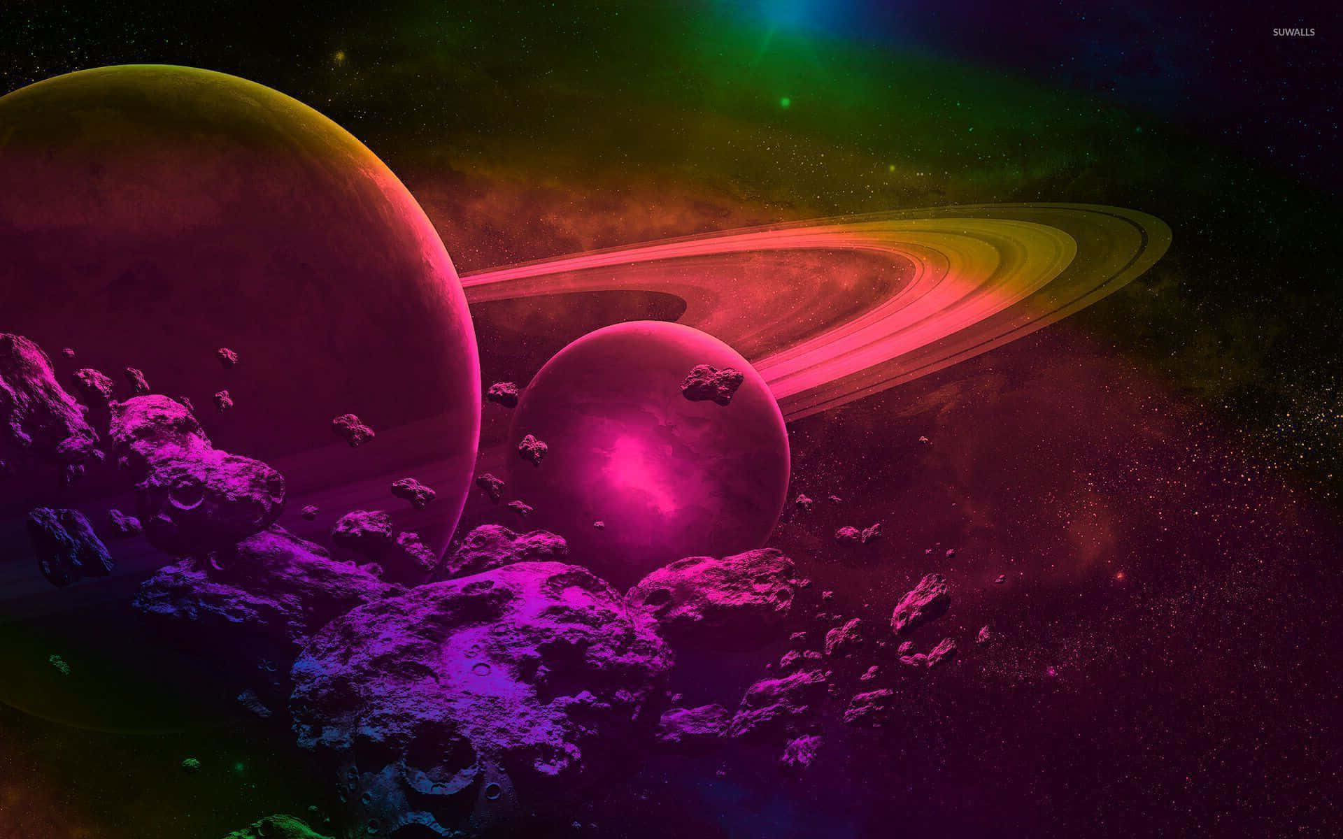 The beauty of a futuristic pink space Wallpaper