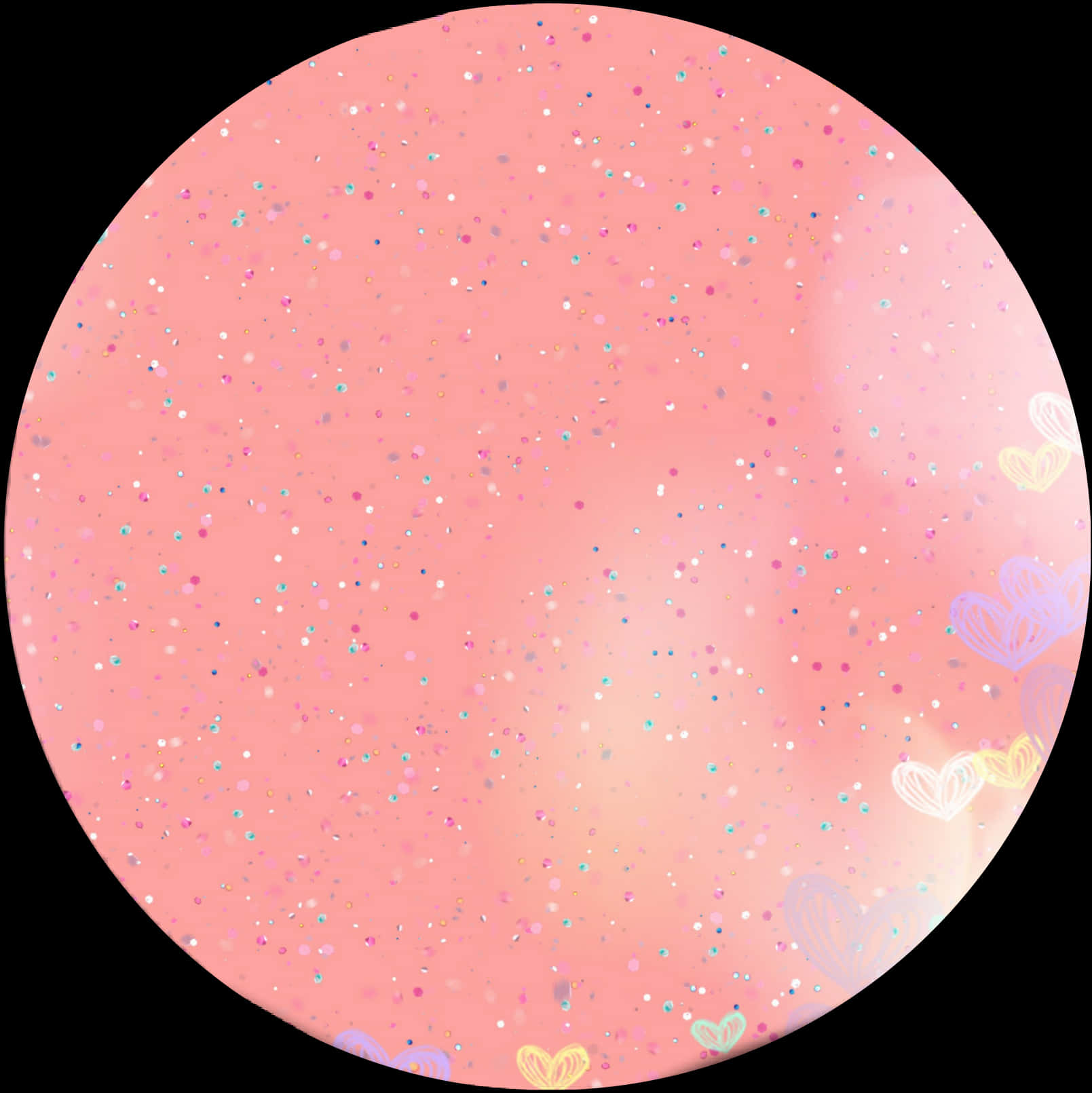Pink Sparkle Heart Pattern Circle PNG