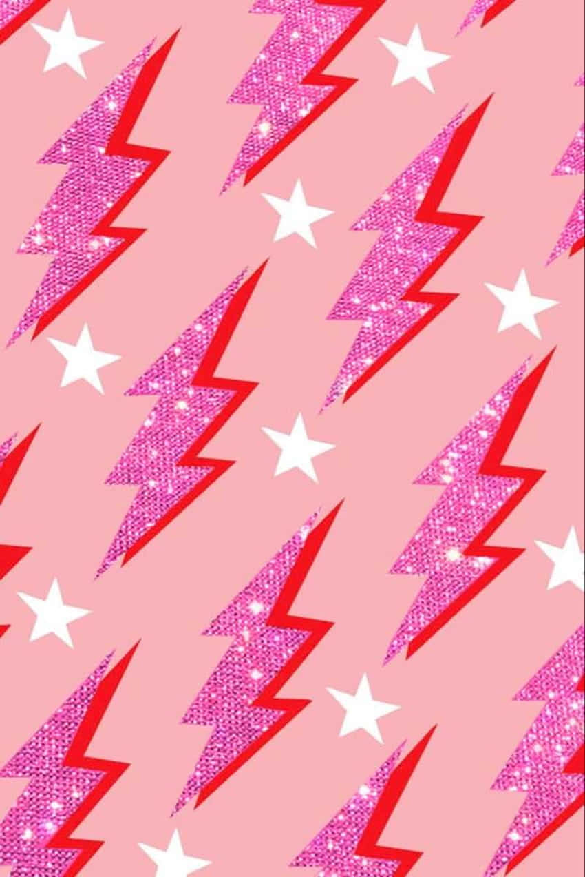 Pink Sparkle Lightning Bolt Pattern Wallpaper