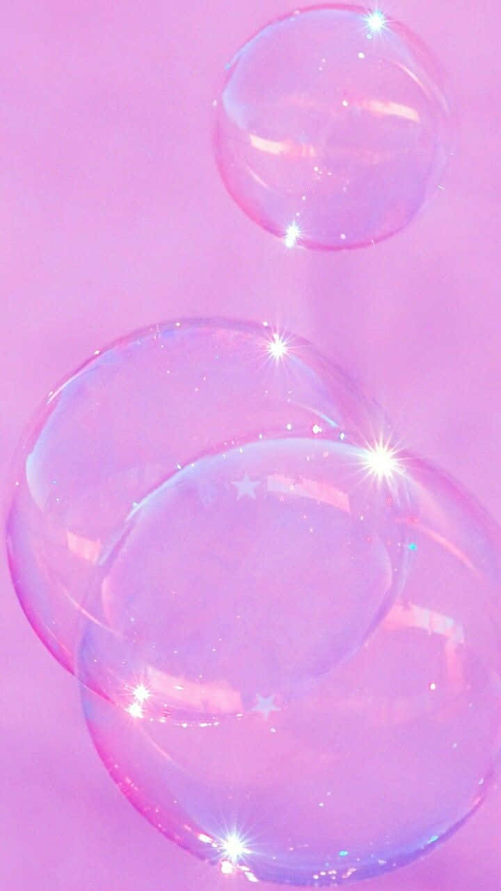 Pink Sparkling Bubbles Aesthetic Wallpaper