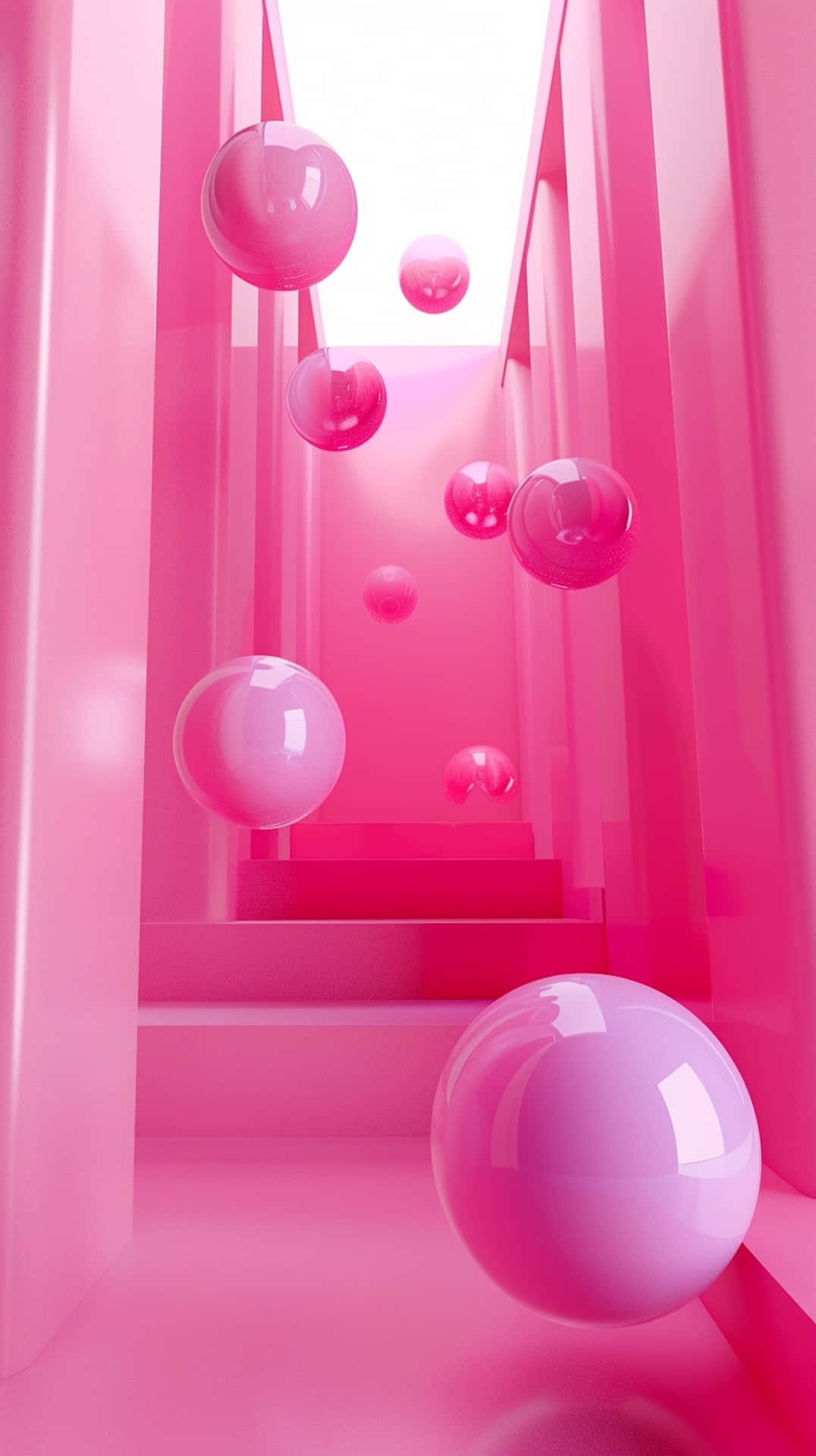 Pink Spheres Staircase3 D Render Wallpaper
