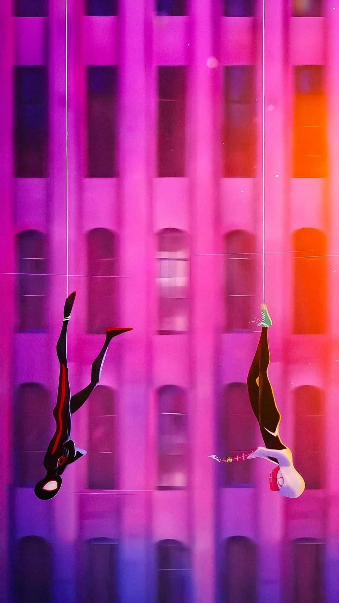 Spider Man Rosa Balanceándose Fondo de pantalla