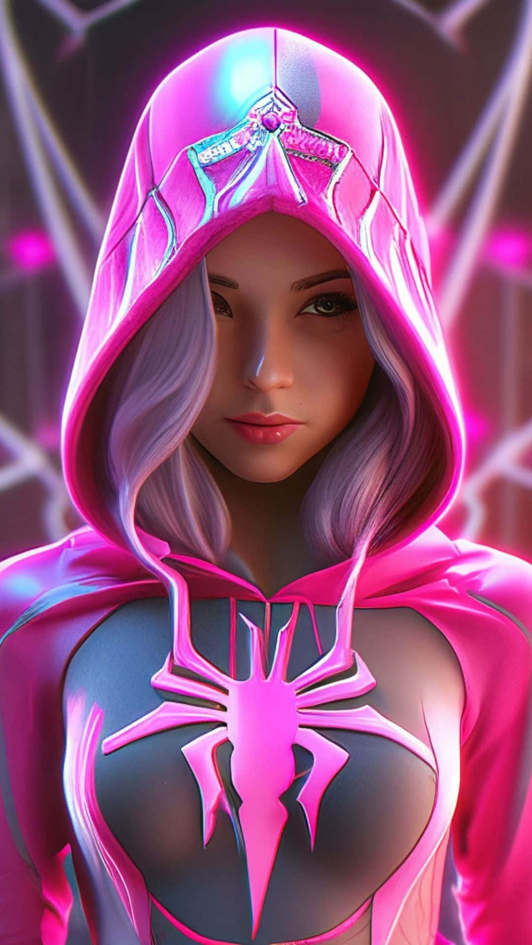 Heroína Araña Rosa Futurista Fondo de pantalla