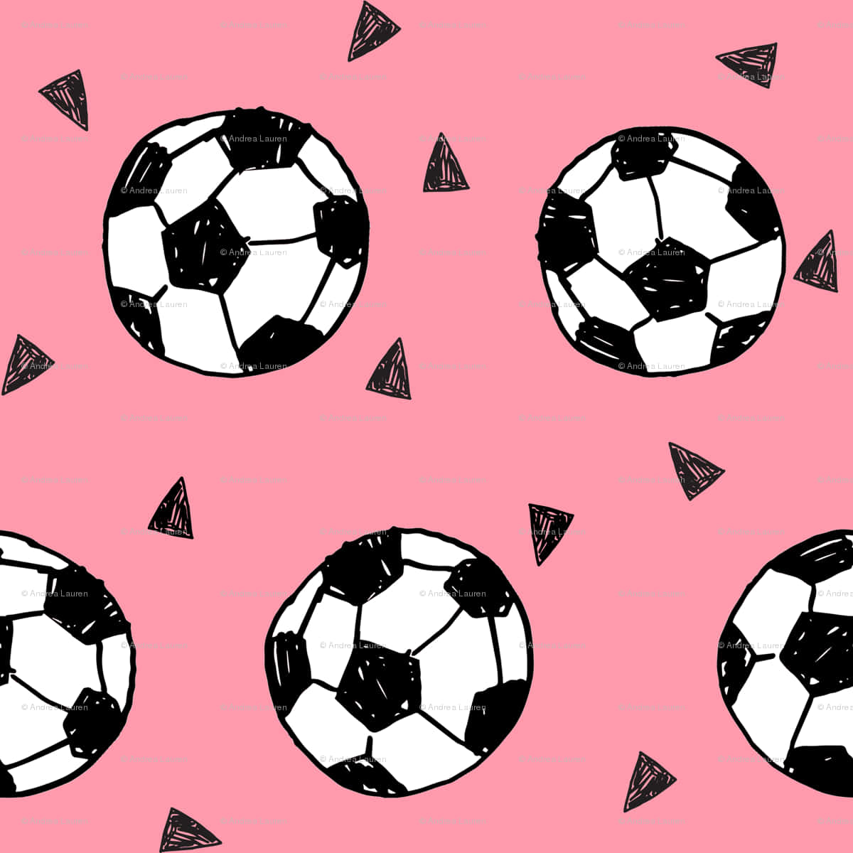 Soccer Balls On Pink Background Wallpaper