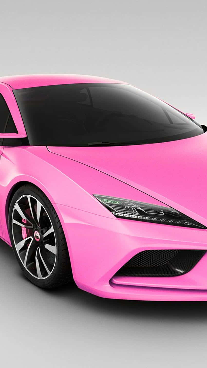 Et pink Lamborghini sportscars vises i et 3D-rendering. Wallpaper