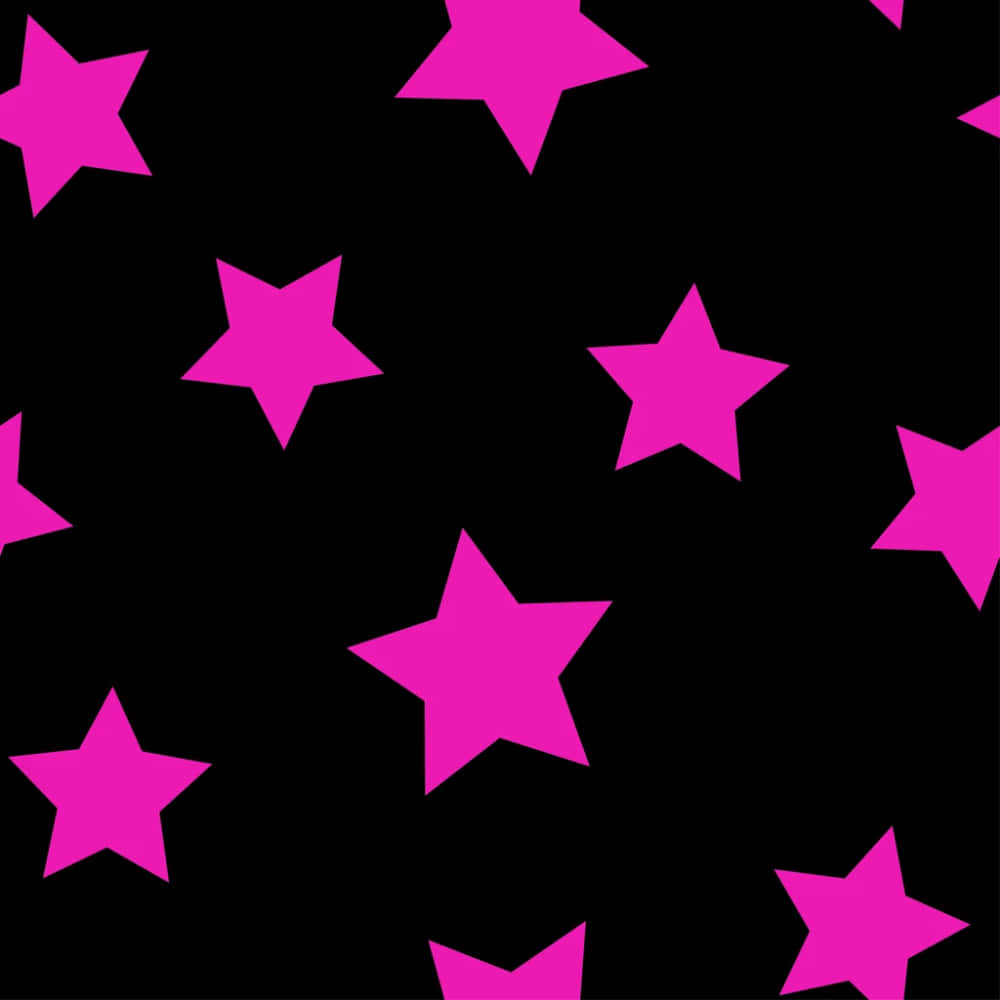 Pink Stars On Black Background