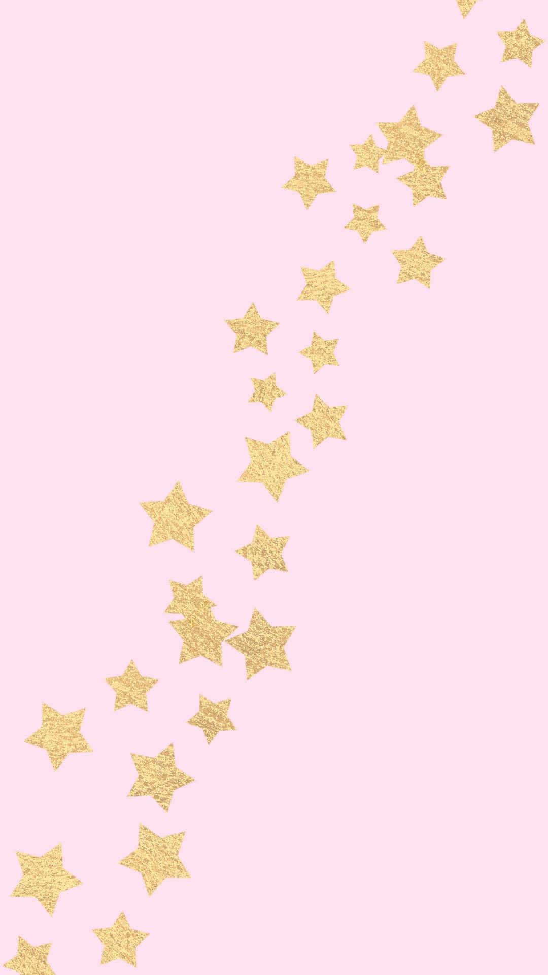 Sparkling pink star shining on a starry night sky