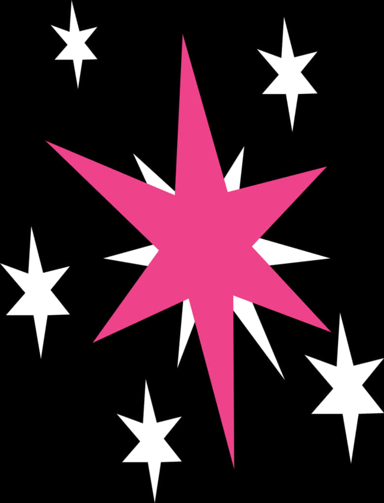 Pink Star Sparkles Black Background PNG