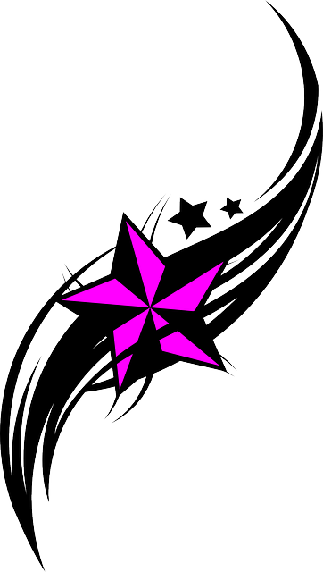 Pink Star Tattoo Design PNG