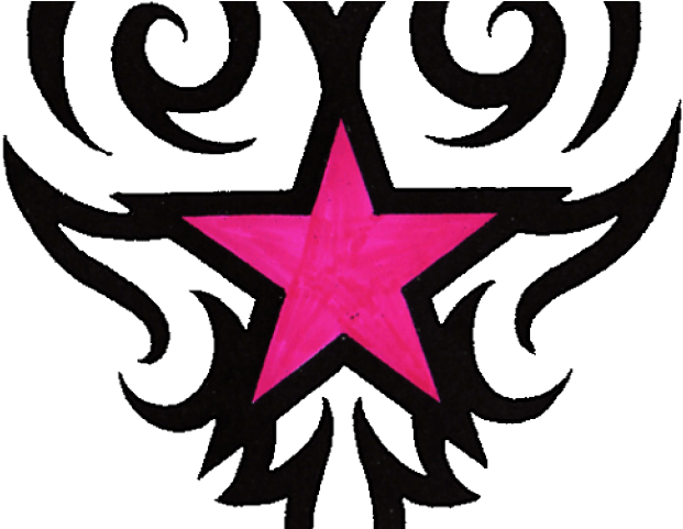 Pink Star Tribal Tattoo Design PNG
