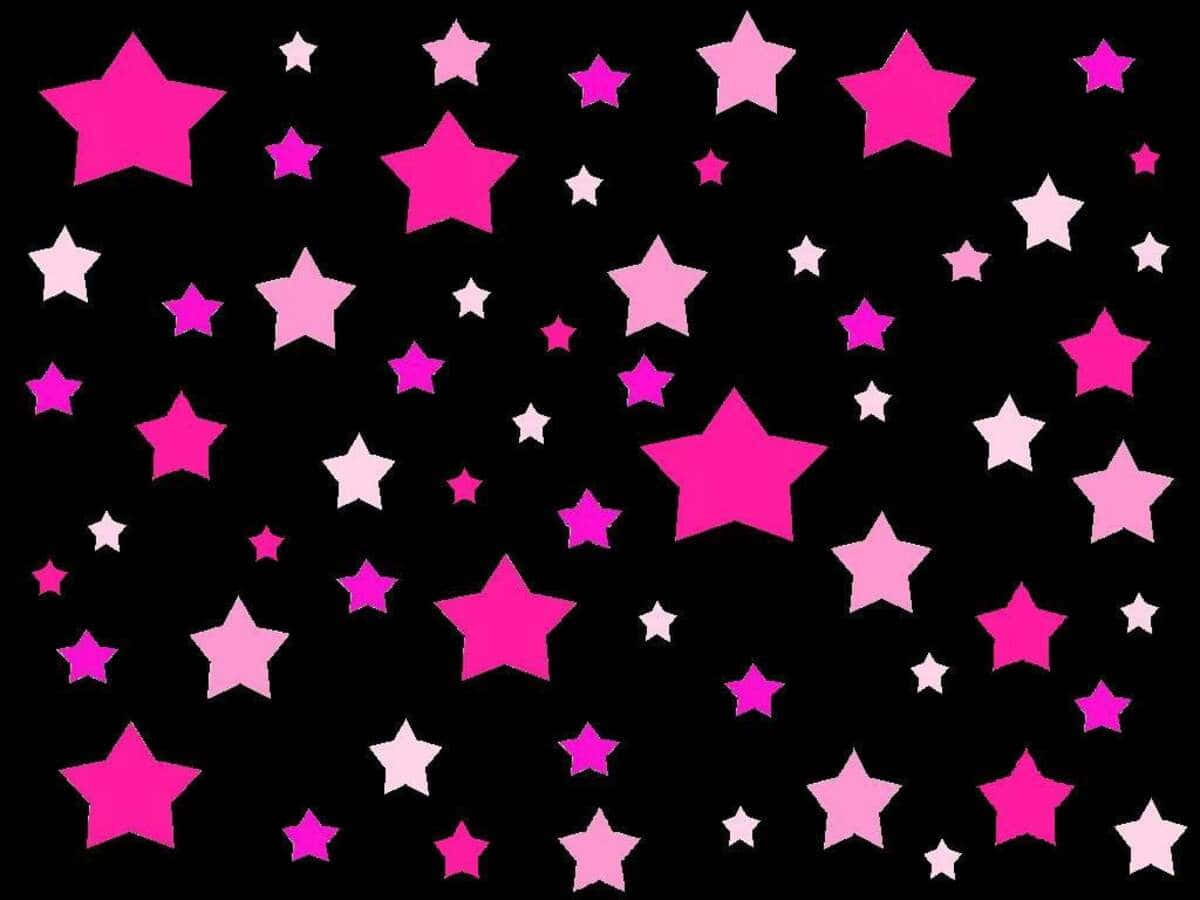 Enchanting Pink Stars in the Night Sky Wallpaper