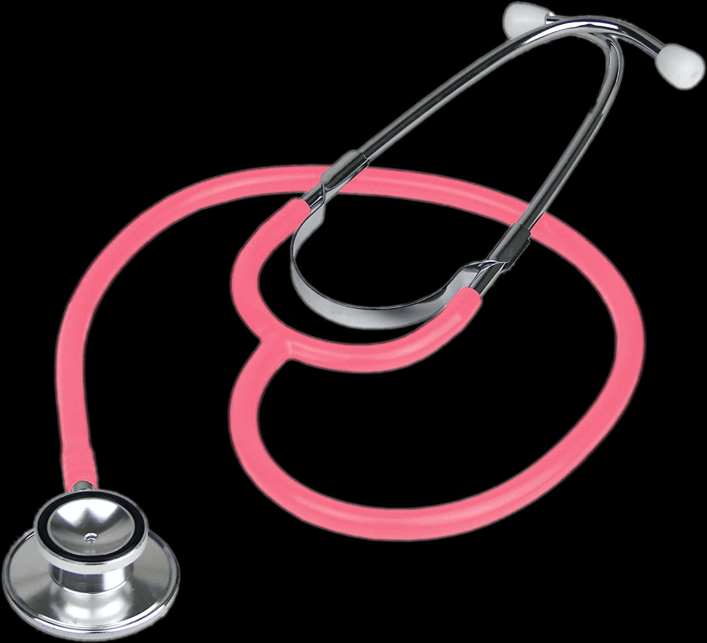 Pink Stethoscope Black Background PNG