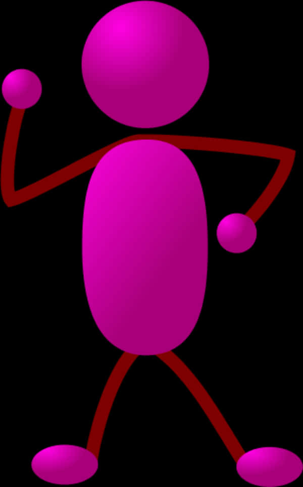 Pink Stick Figureon Black Background PNG