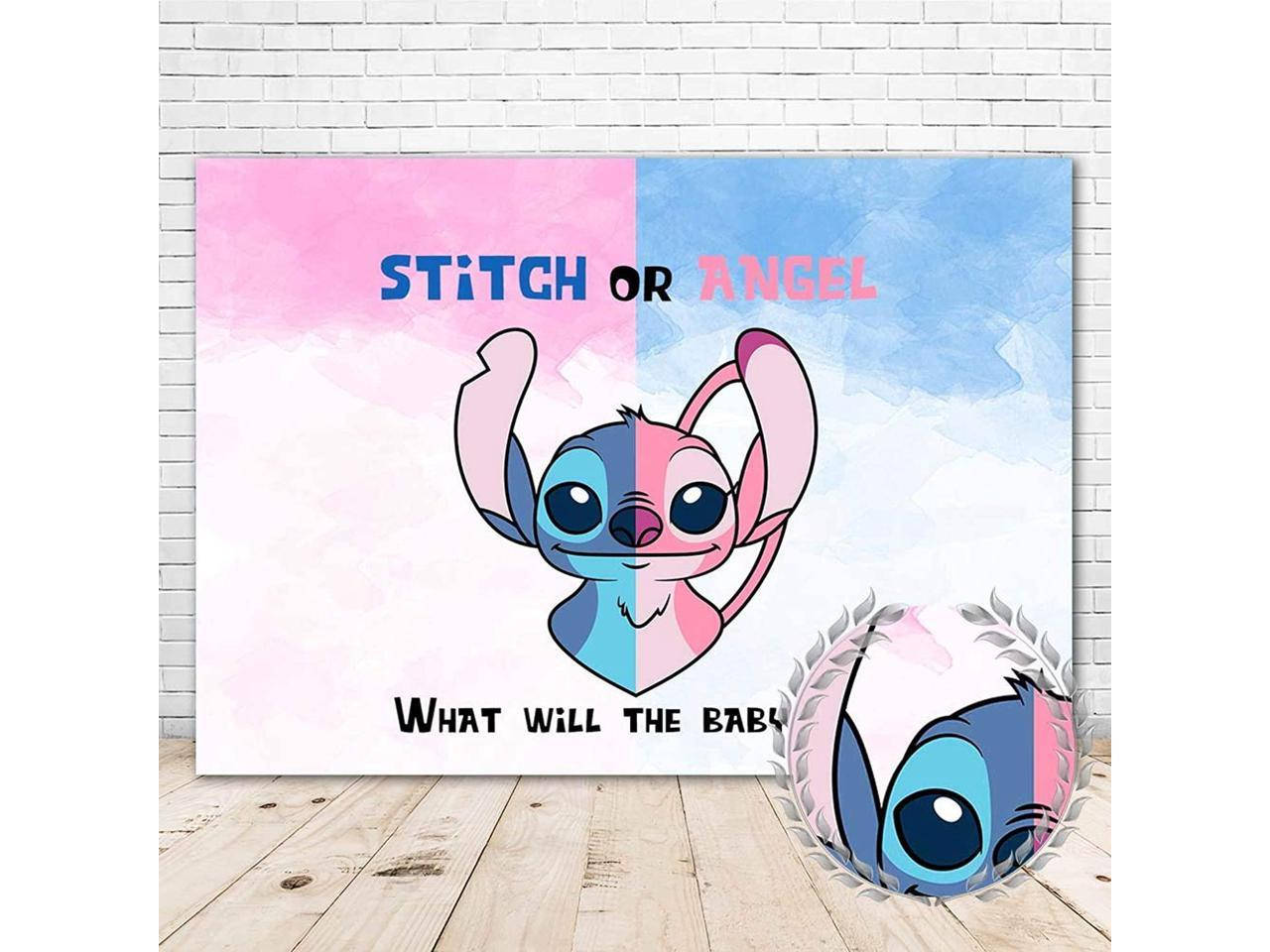 Blue And Pink Stitch Gender Reveal Wallpaper