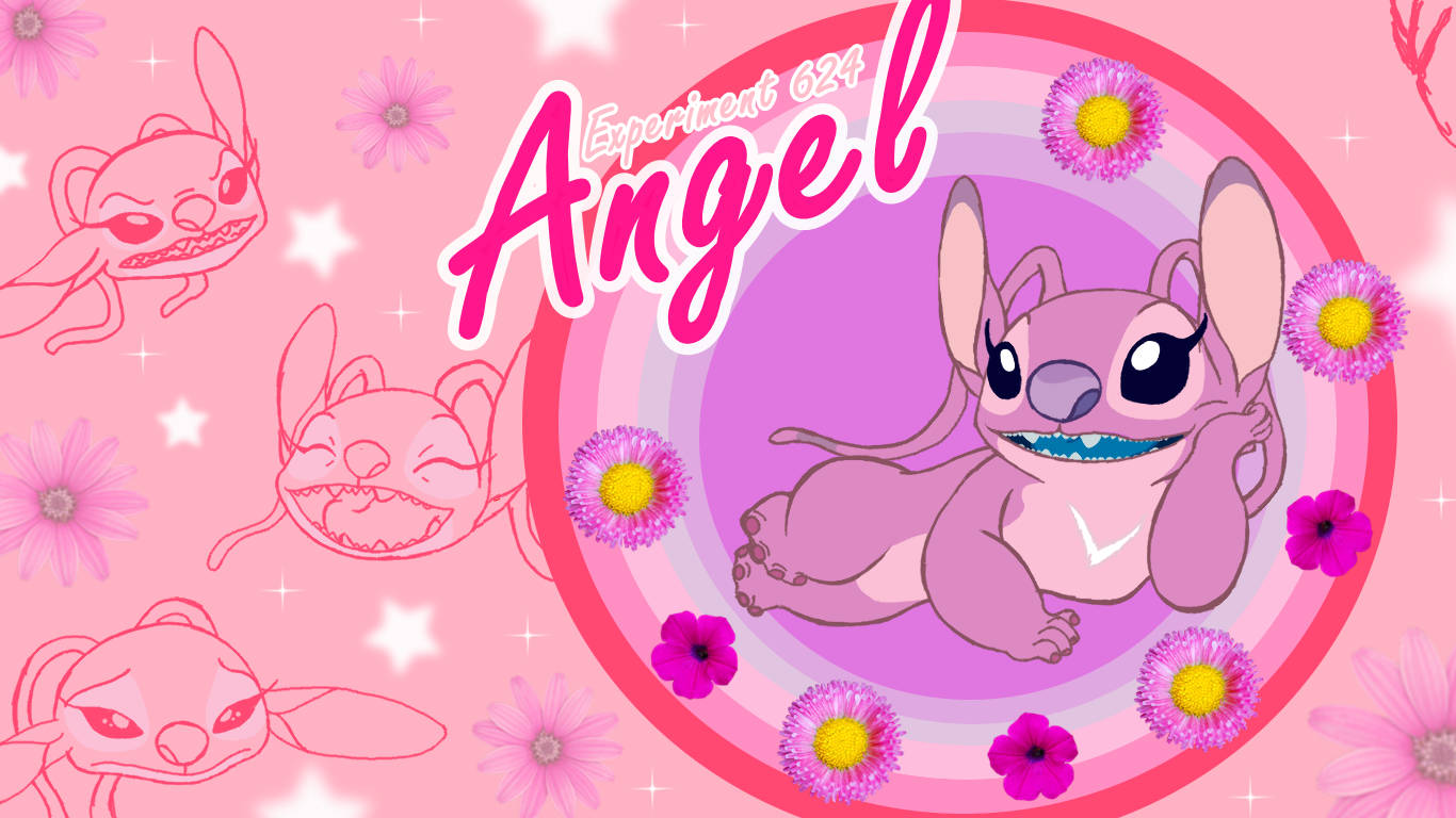 Download Cute Pink Stitch Angel Wallpaper