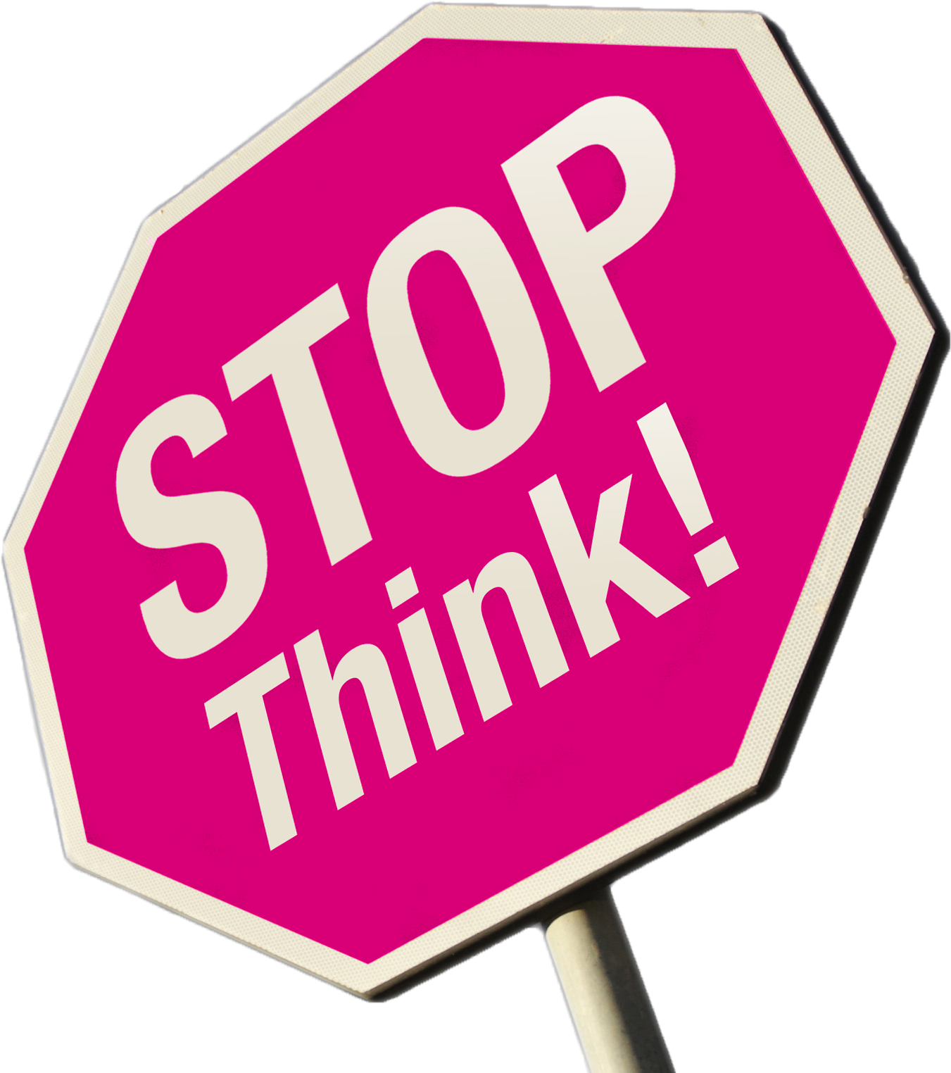 Pink Stop Think Sign PNG