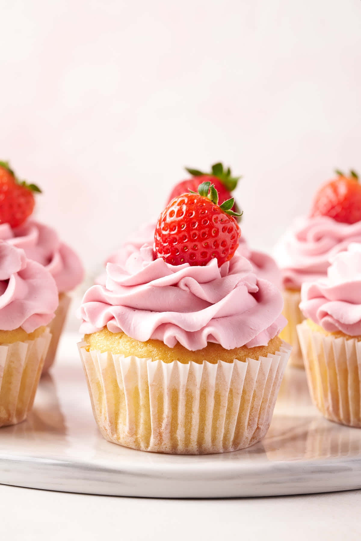 Pink Strawberry Cupcakes Delight Wallpaper