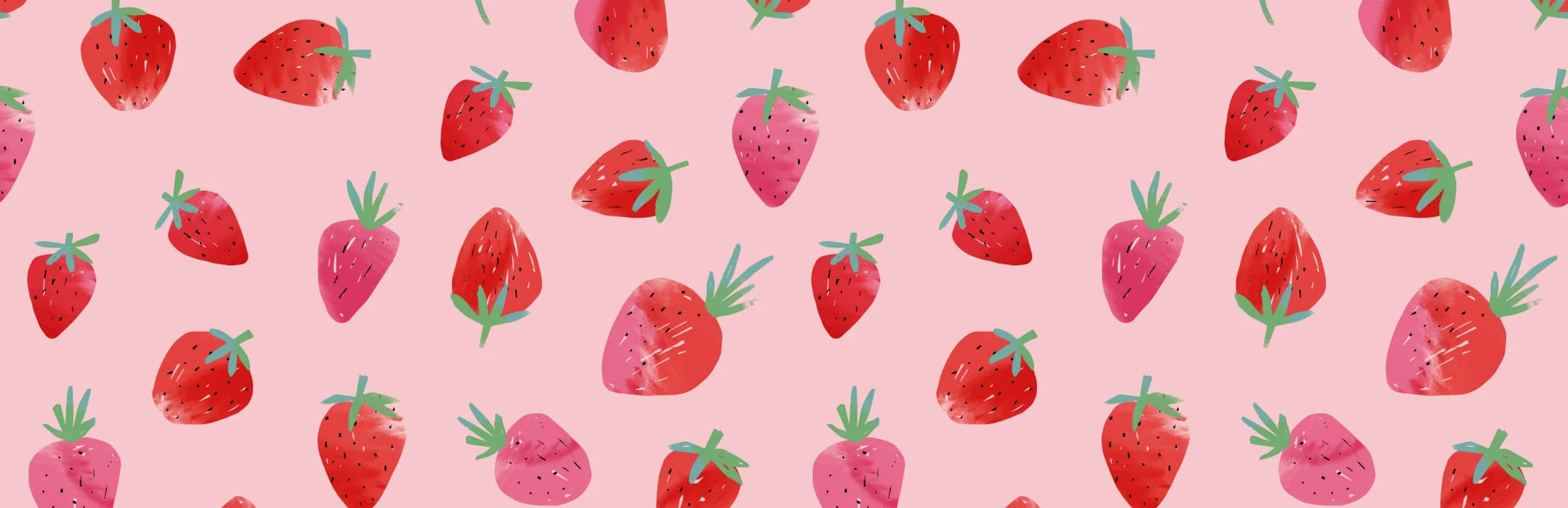 Pink Strawberry Pattern Wallpaper