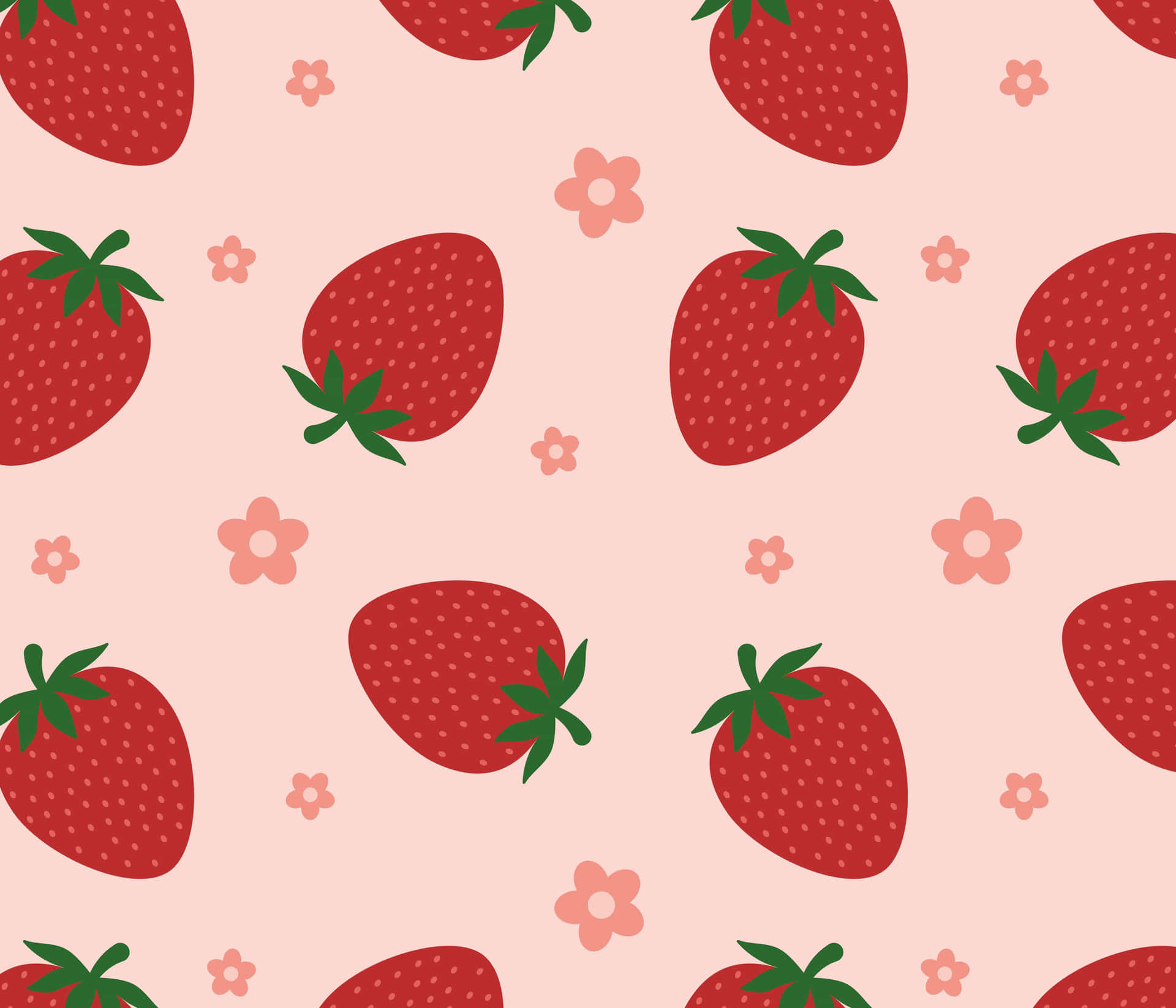 Pink Strawberry Pattern Background Wallpaper