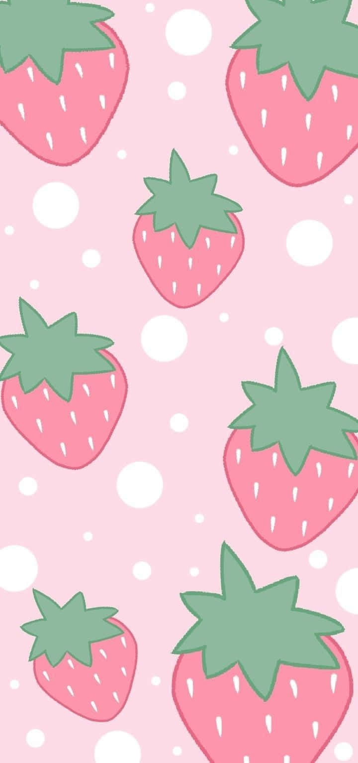 Pink Strawberry Pattern Background Wallpaper